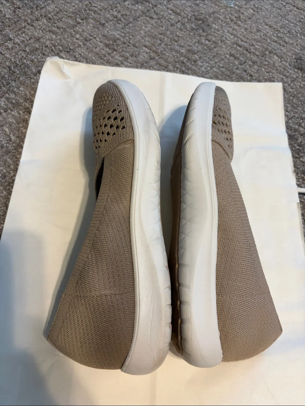 Clarks Women's Taupe Knit Slip-On Flats